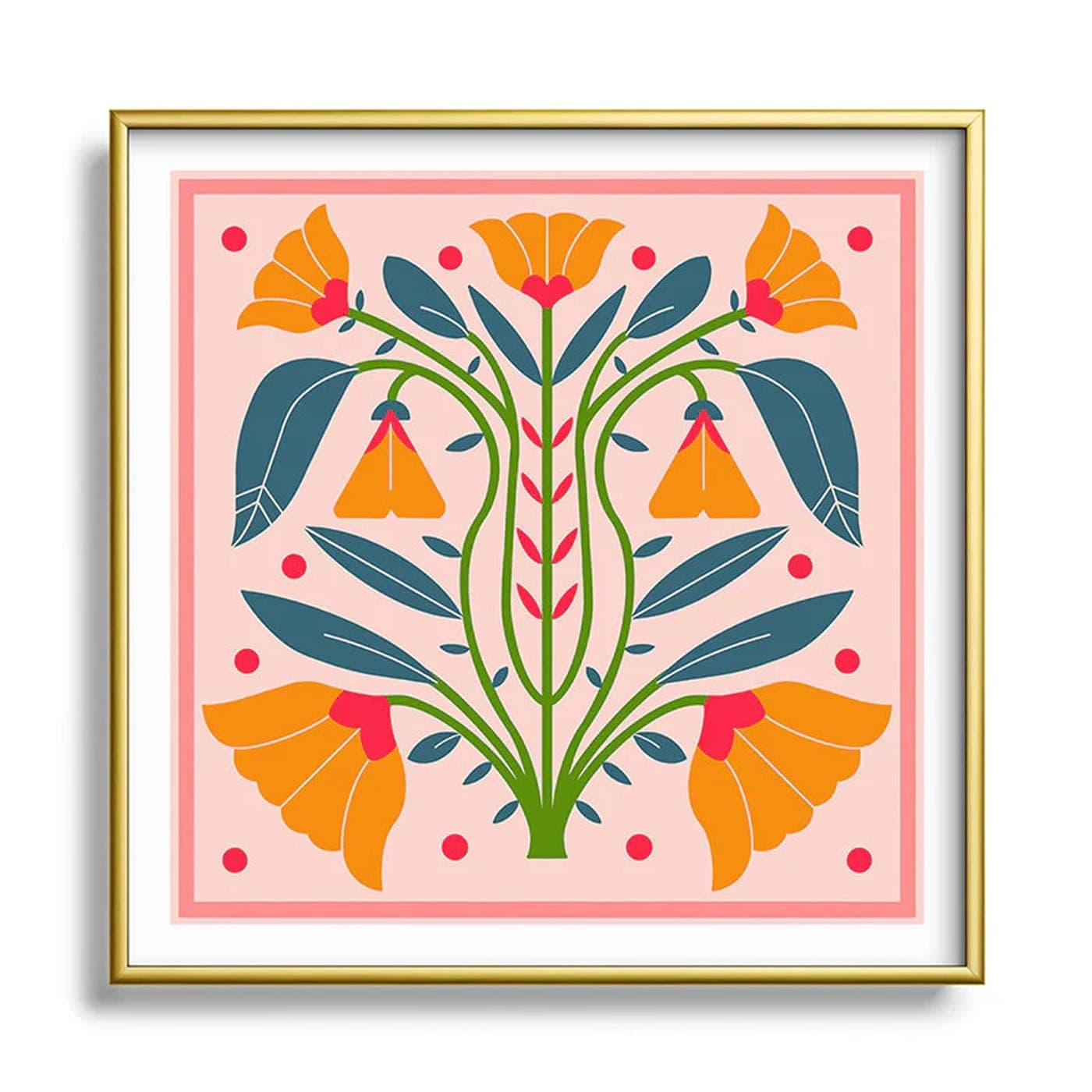 Art Nouveau Symmetric Buttercups Framed Art Print by Maritza Lisa