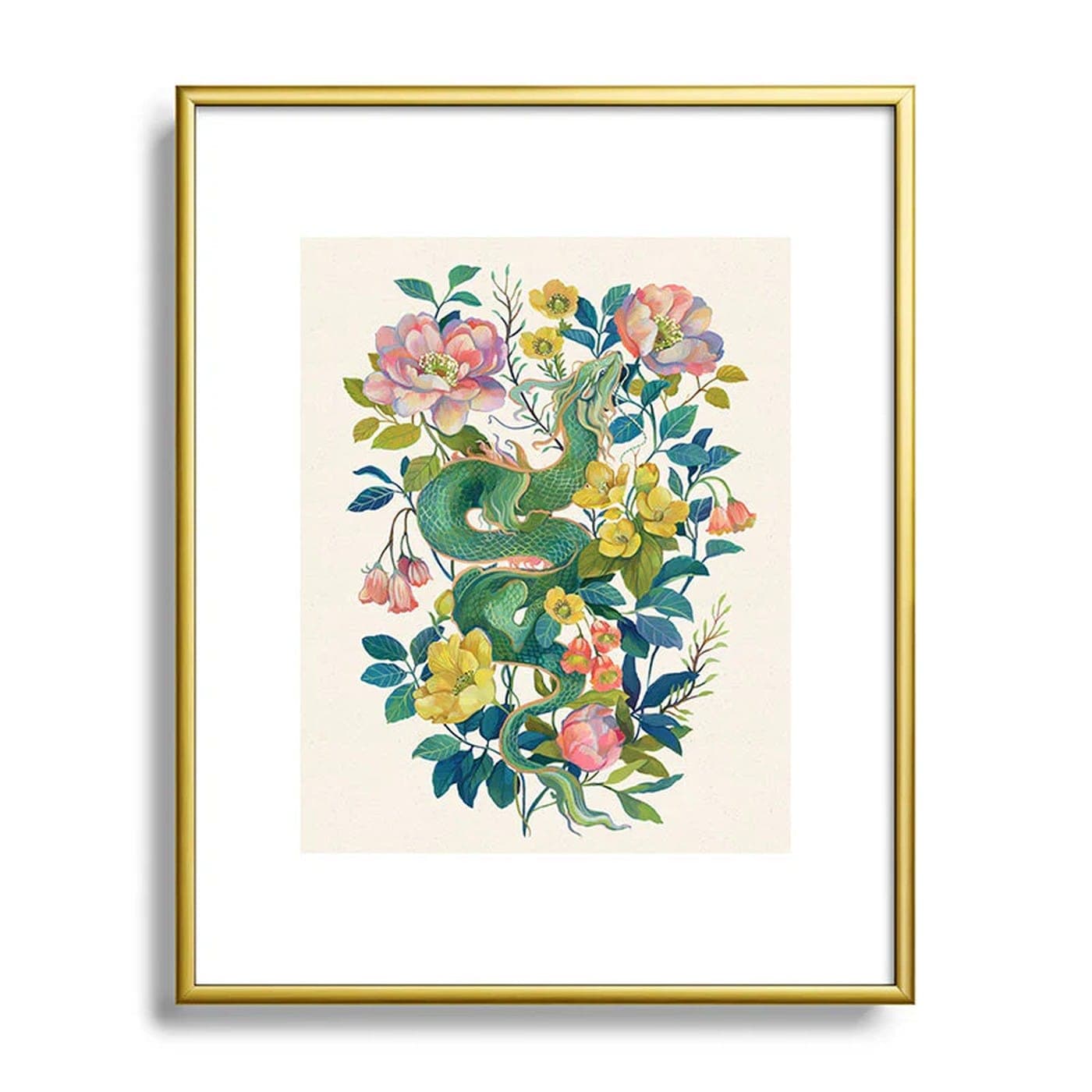Floral Dragon Framed Art Print by Clara McAllister