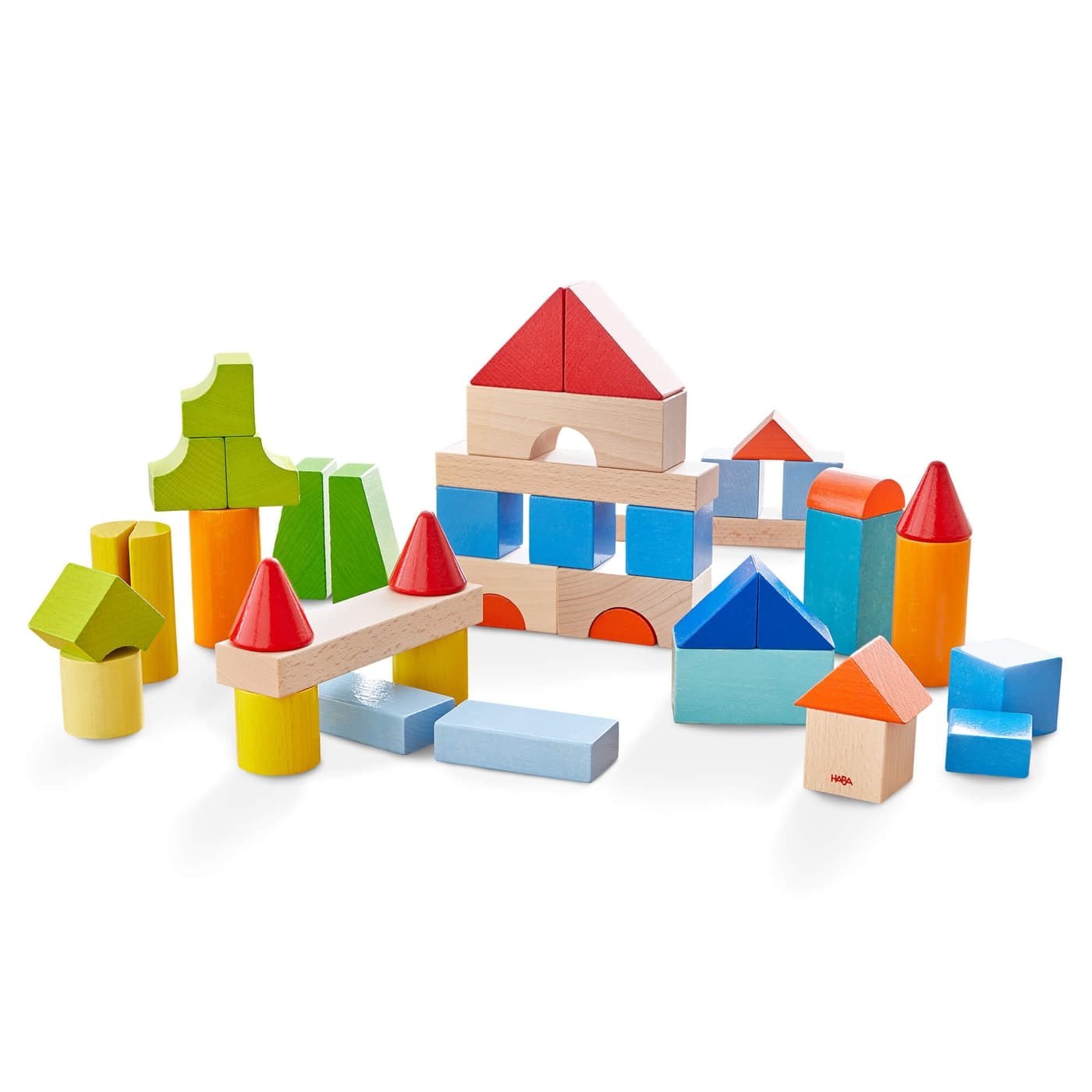 HABA colored wooden building blocks 46 piece set