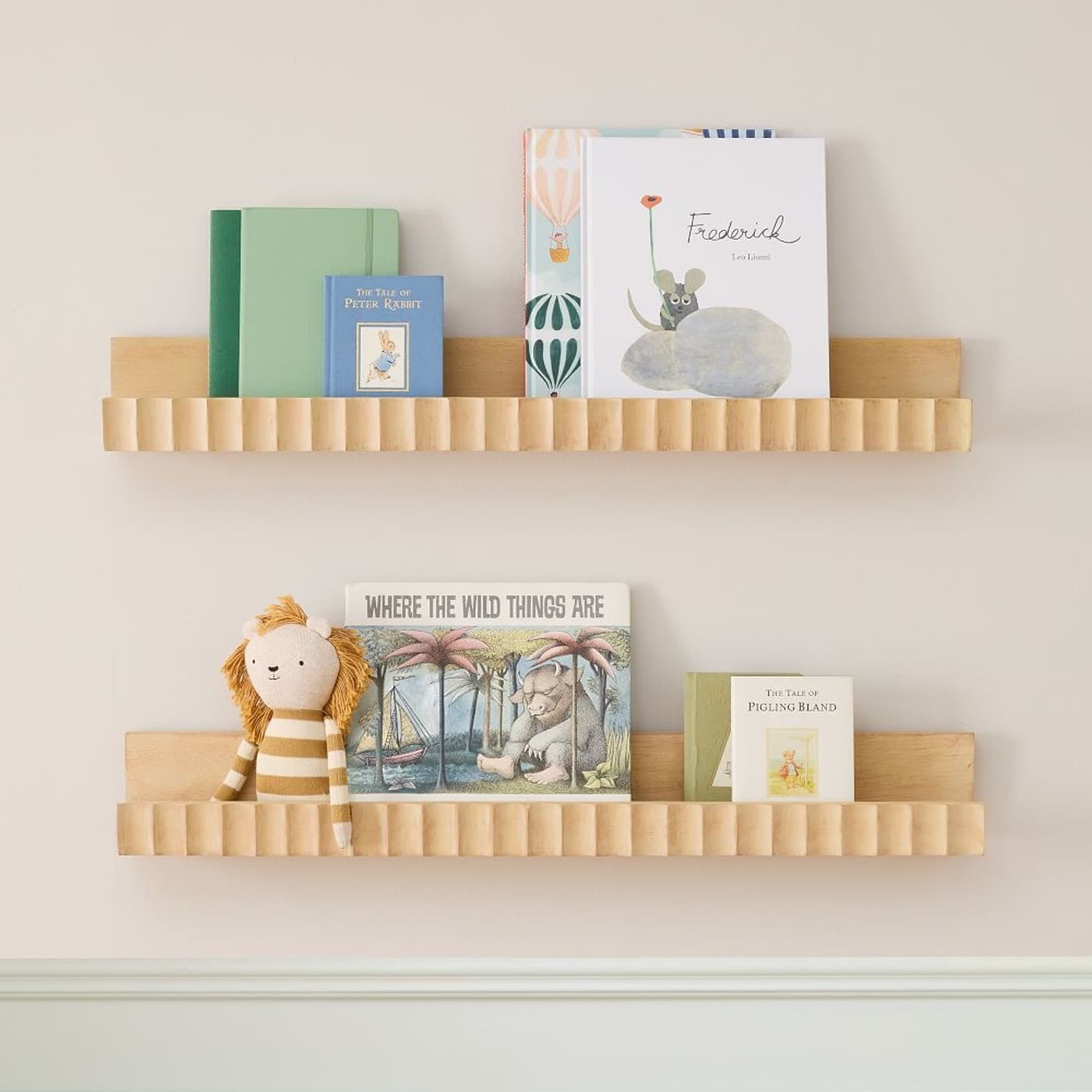 Joseph Altuzarra Fluted Book Ledge wall shelf with books