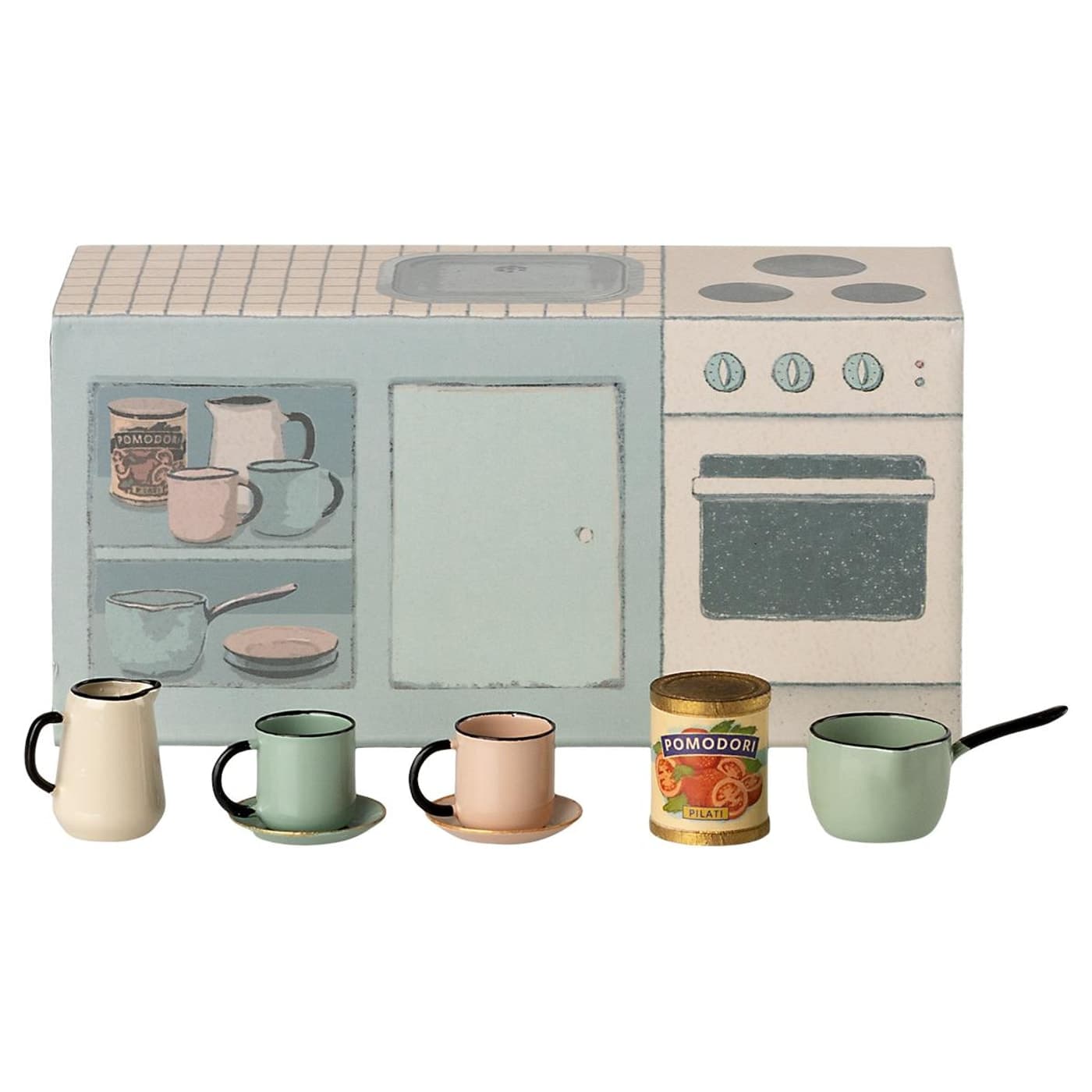 Maileg mouse-sized kitchen counter with metal sink