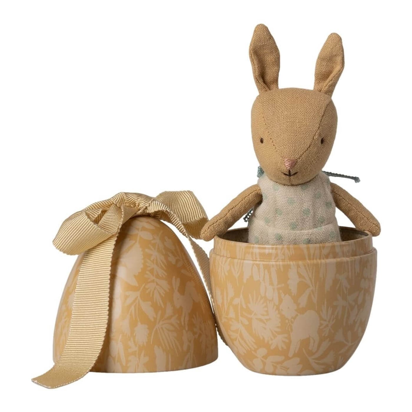 Maileg little rabbit in cream yellow metal Easter egg