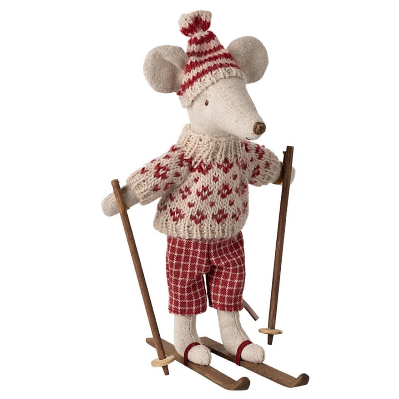 Maileg Winter Ski Mouse Mom with skis