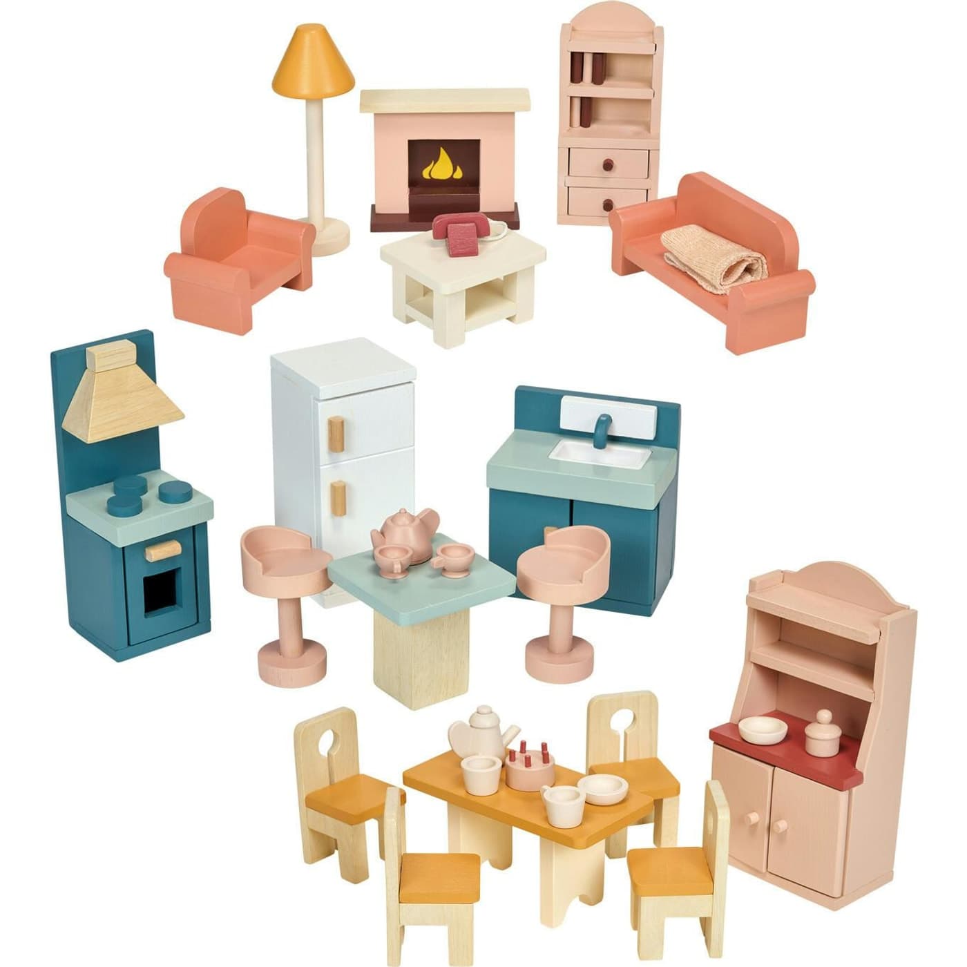 Mentari Toys dollhouse downstairs furniture bundle