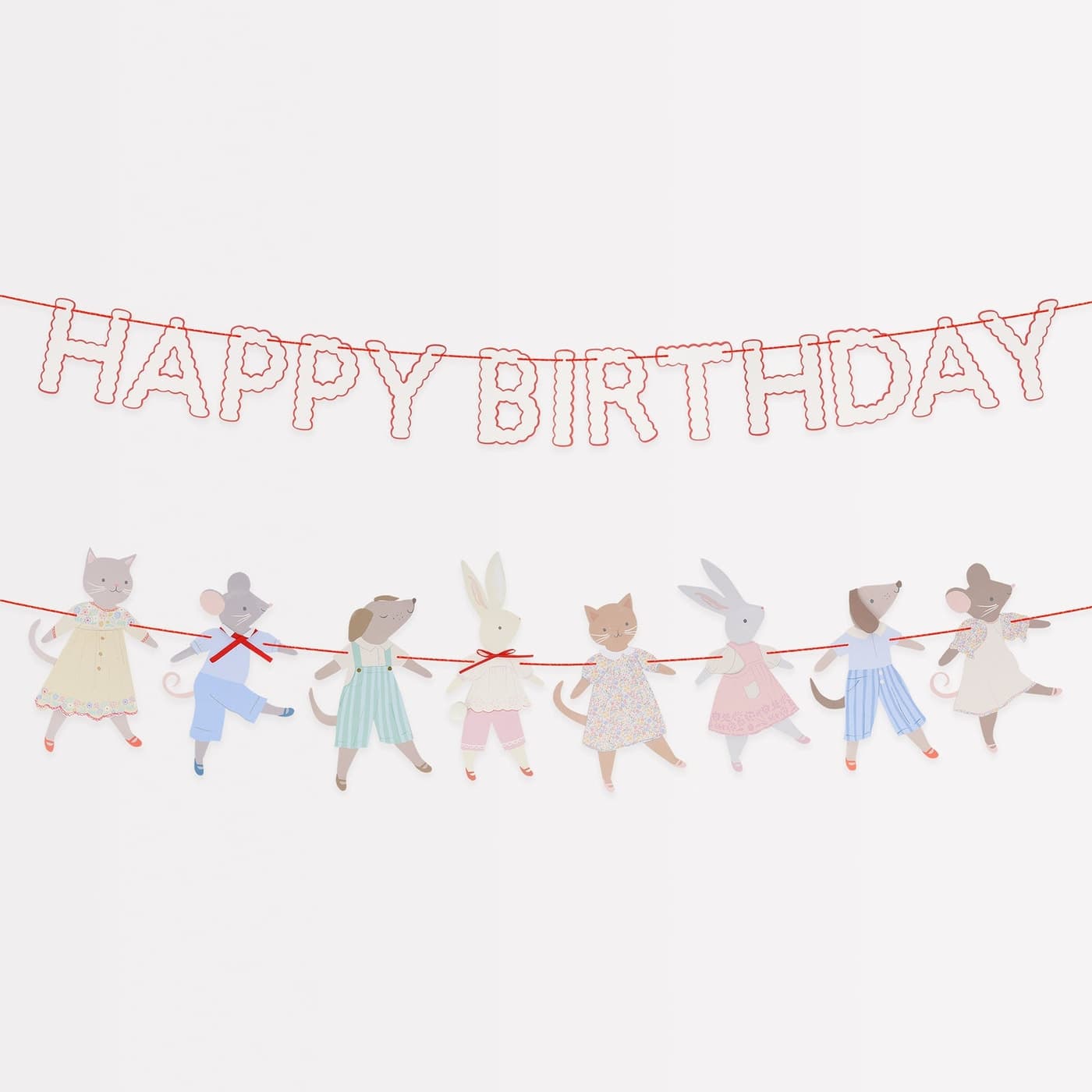 Meri Meri Animal Friends Birthday Garland Set with Happy Birthday and animal pennants