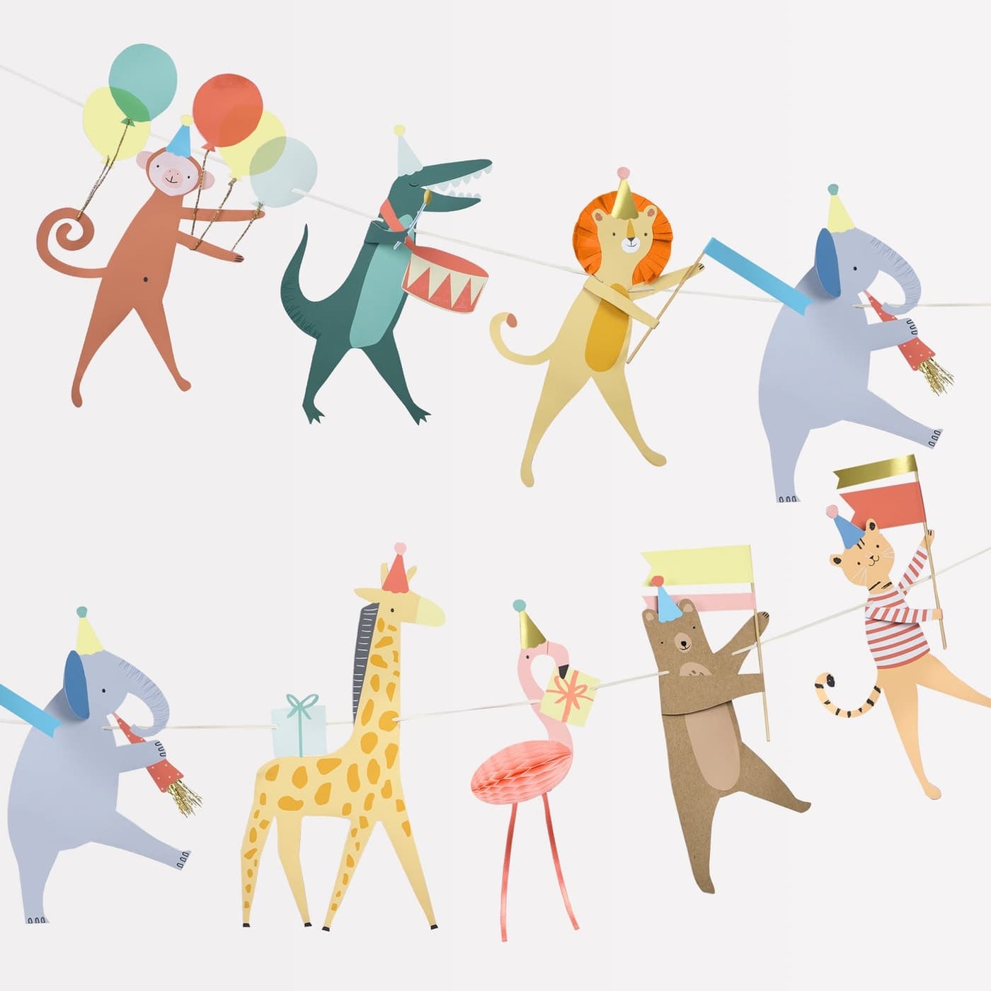 Meri Meri Animal Parade Party Garland with embellished animal pennants