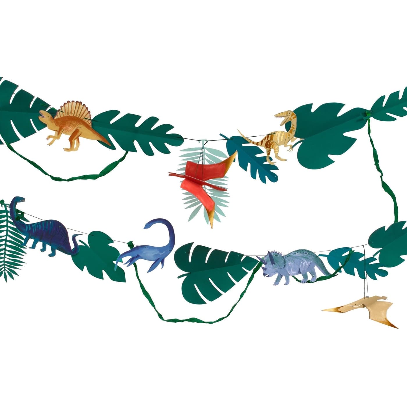 Meri Meri Dinosaur Kingdom large garland with dinosaur and foliage pennants