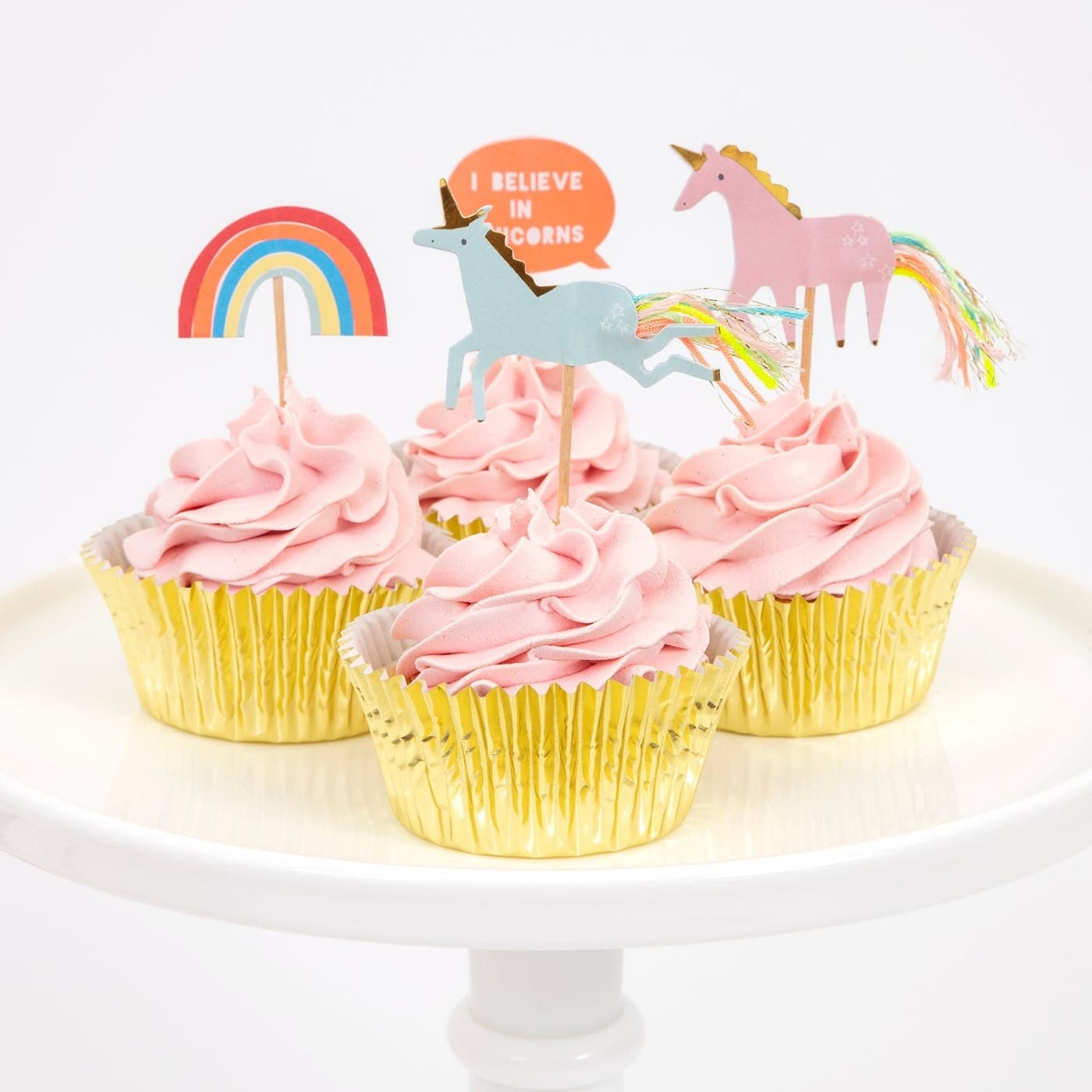 Meri Meri I Believe In Unicorns Cupcake Kit with toppers and gold cases