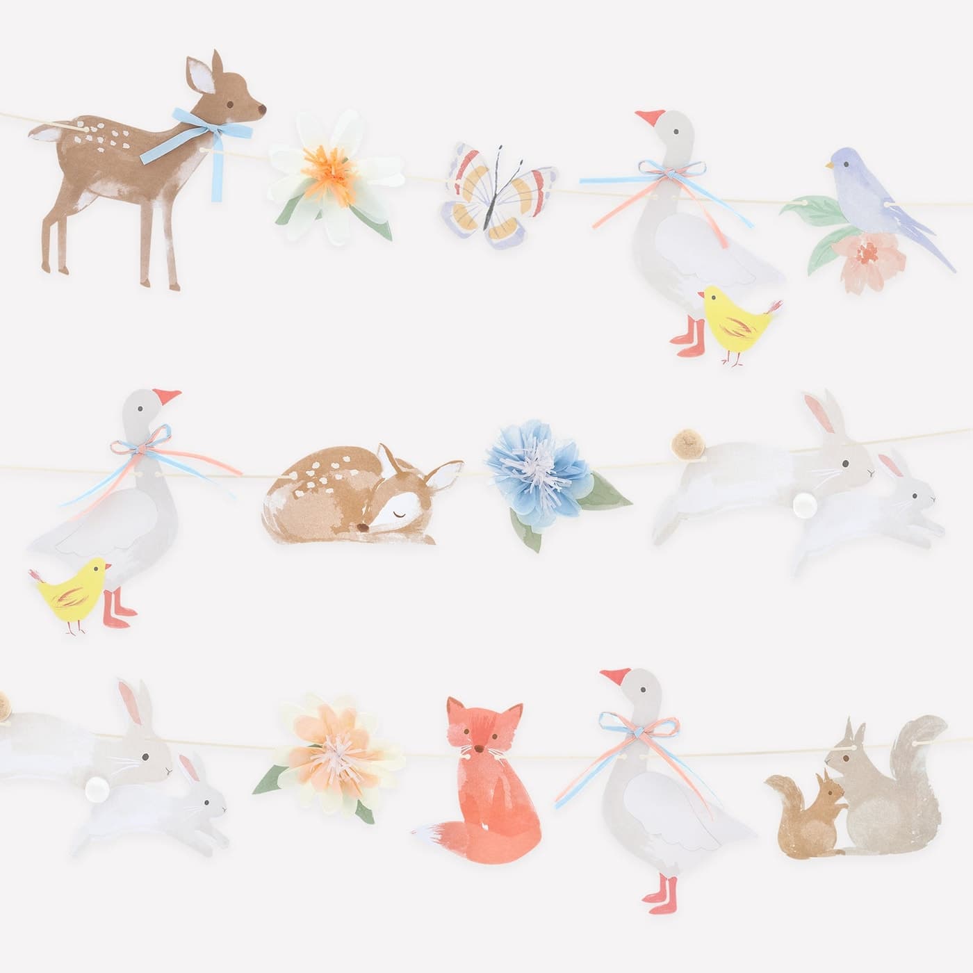 Meri Meri Little Animals Party Garland Set with animals, flowers, and butterfly