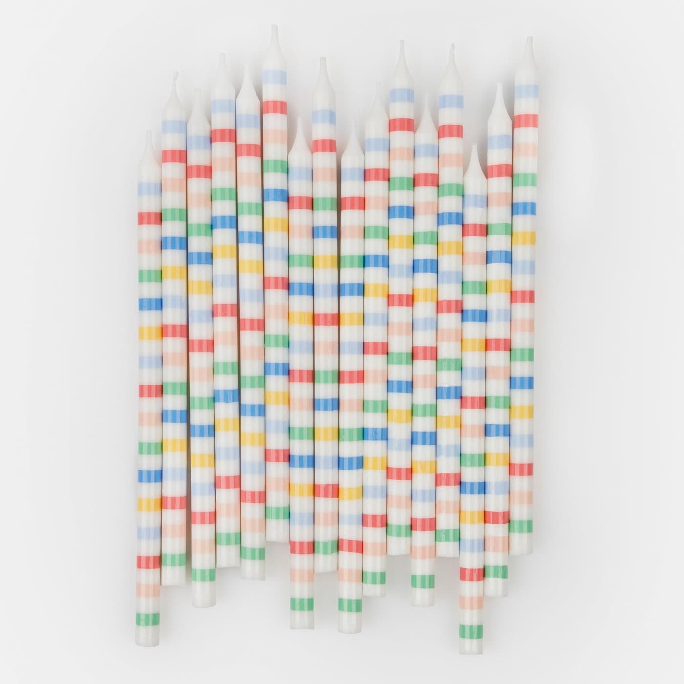 Meri Meri multi stripe birthday candles in bright colors