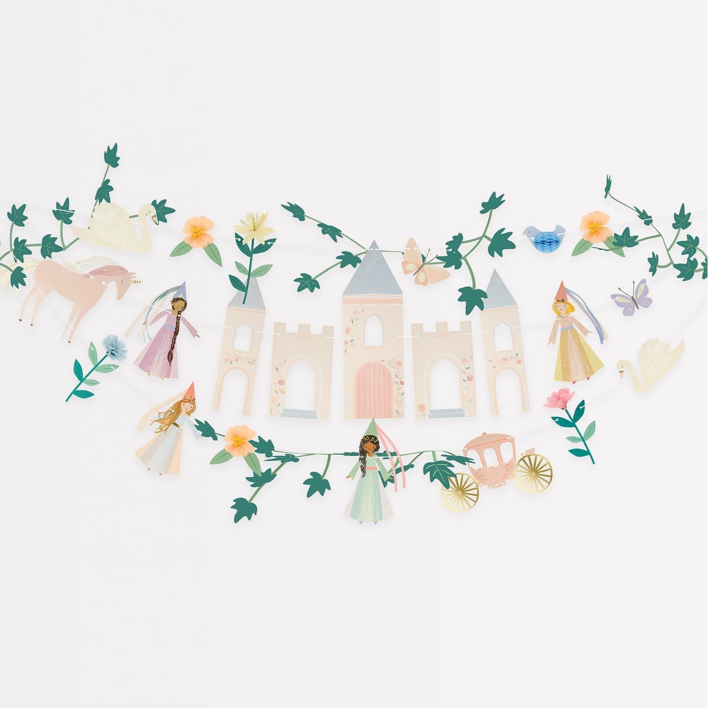 Meri Meri Princess Party Garland with princesses, castle, and unicorn