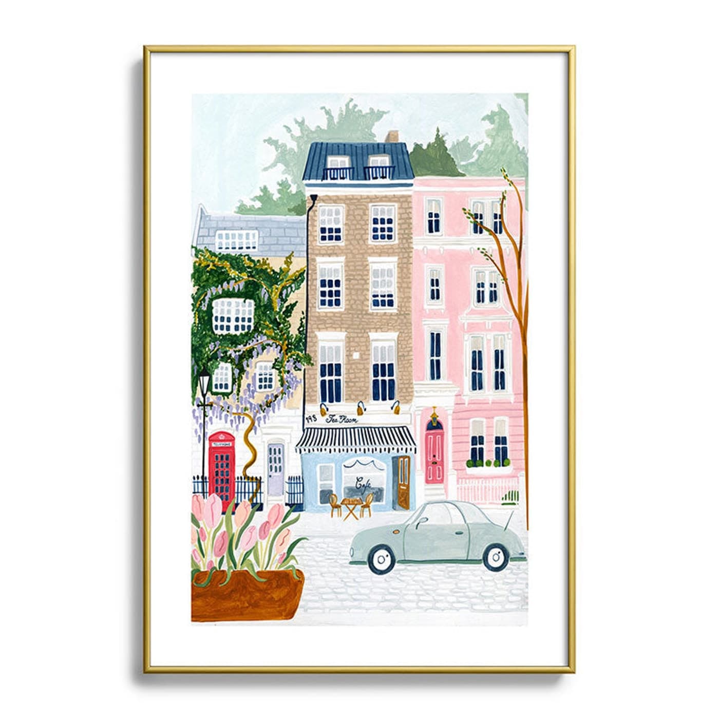 Notting Hill, London Framed Art Print by Ambers Textiles