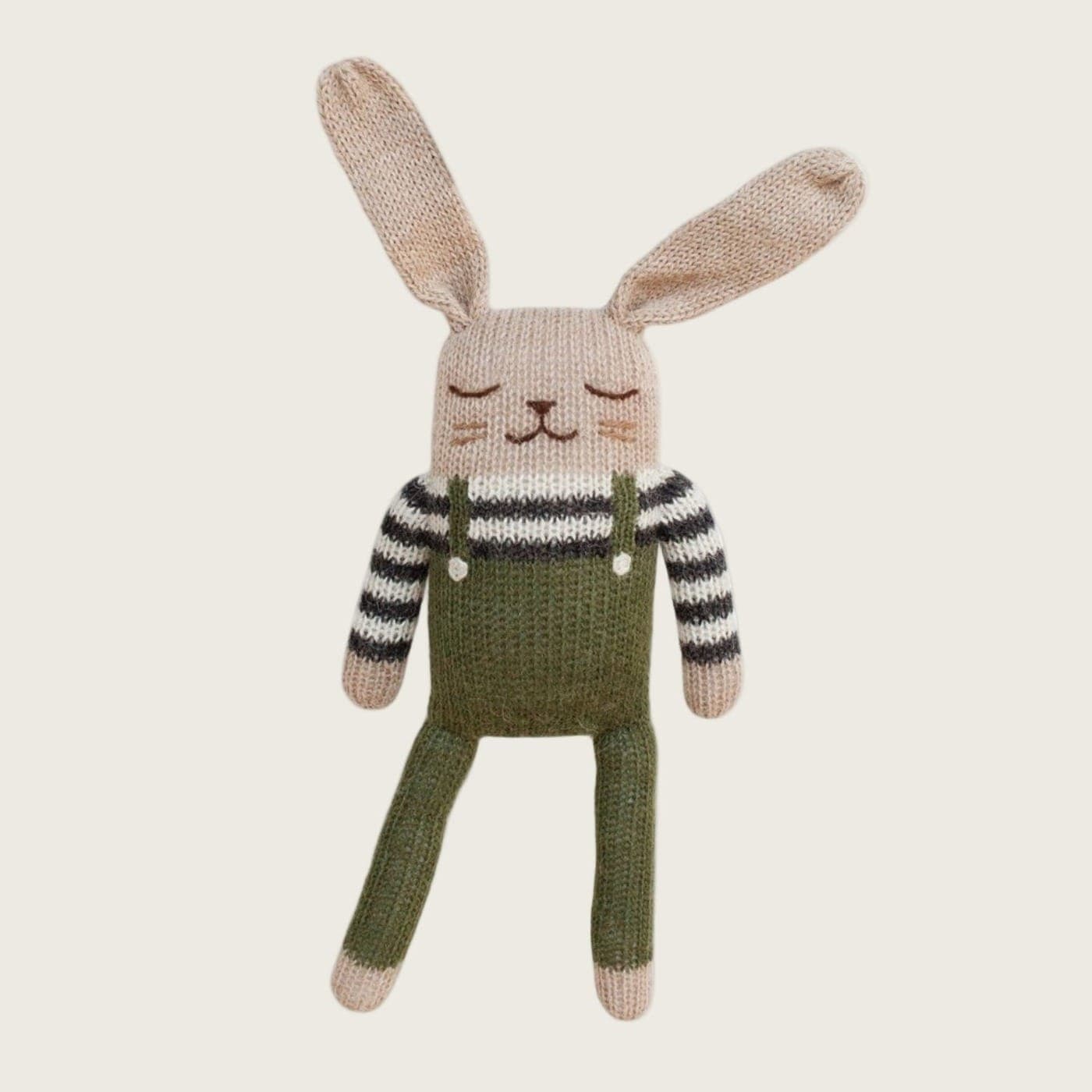 Organic Zoo Bunny Soft Toy in olive overalls