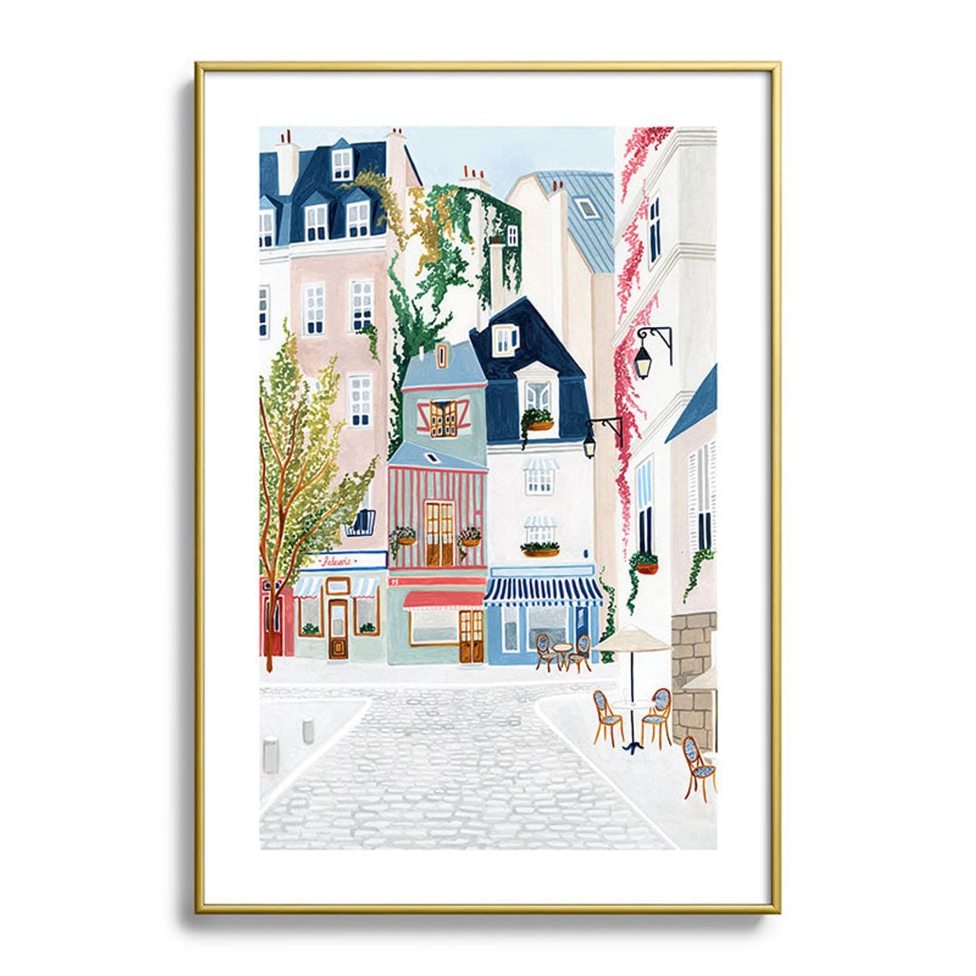 Parisian Cafe Framed Art Print by Ambers Textiles
