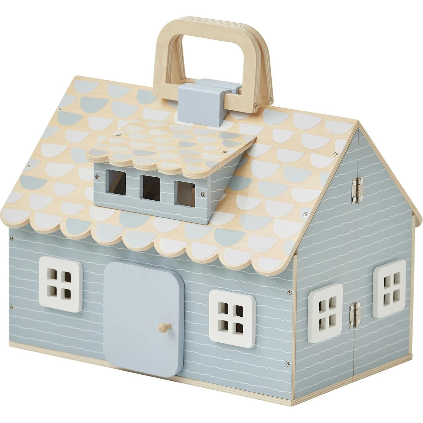 Teamson Kids Quaint Little Cottage portable dollhouse in powder blue