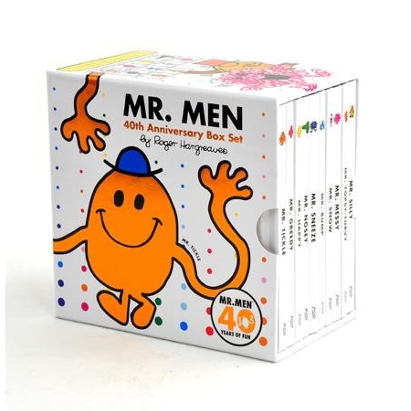 Mr. Men 40th Anniversary Box Set by Roger Hargreaves — slipcase with Mr. Tickle