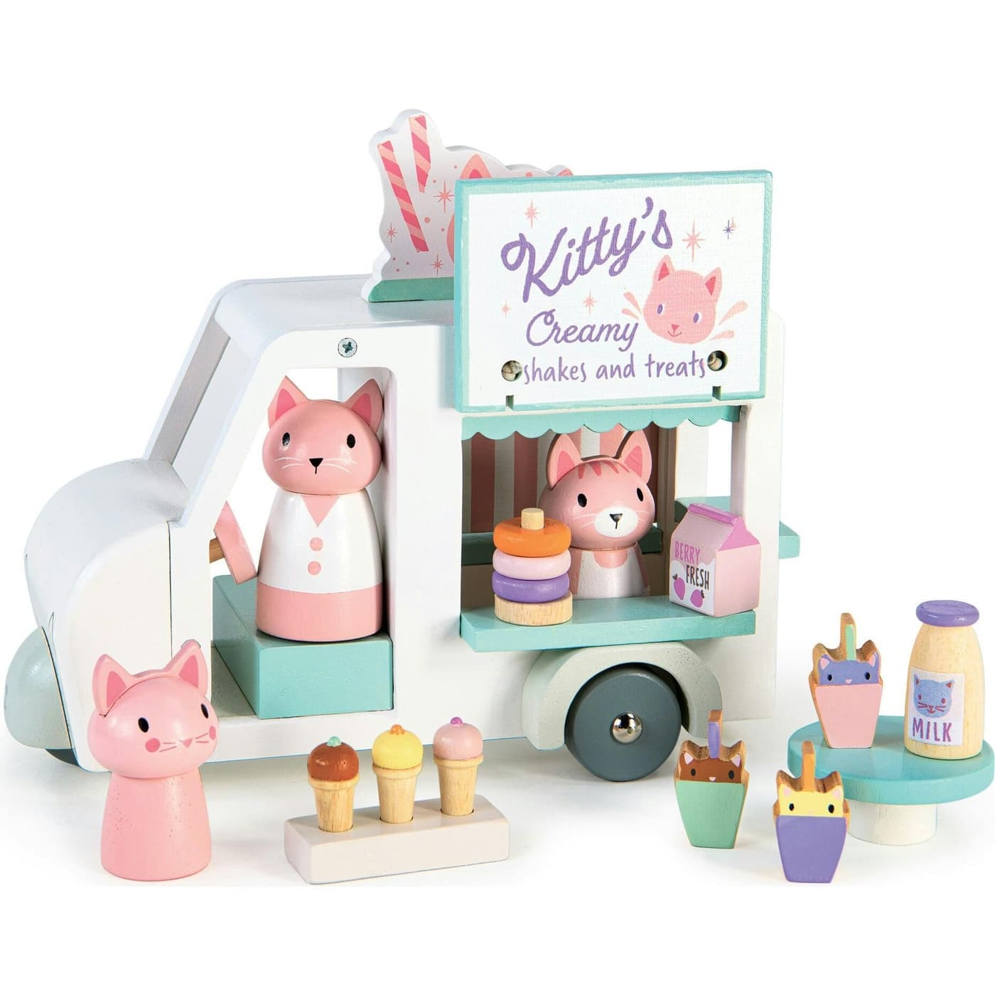Tender Leaf Toys Kitty's Milkshake Van wooden playset
