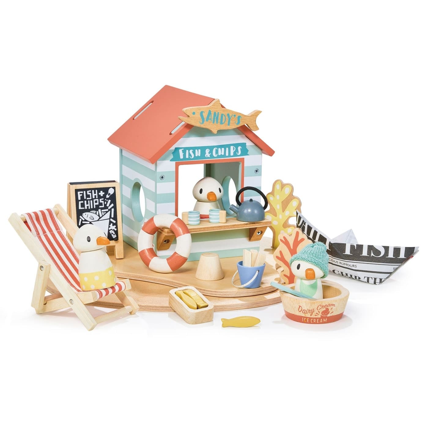 Tender Leaf Toys Sandy's Beach Hut wooden seagull playset
