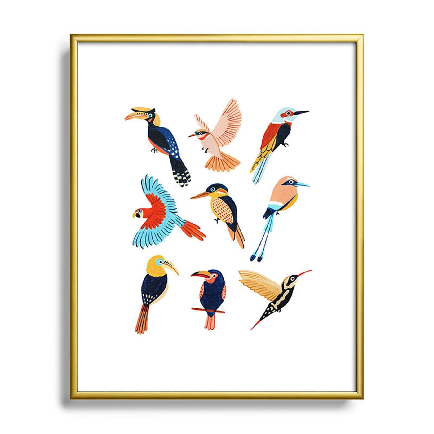 Tropical Jungle Birds Framed Art Print by Ambers Textiles