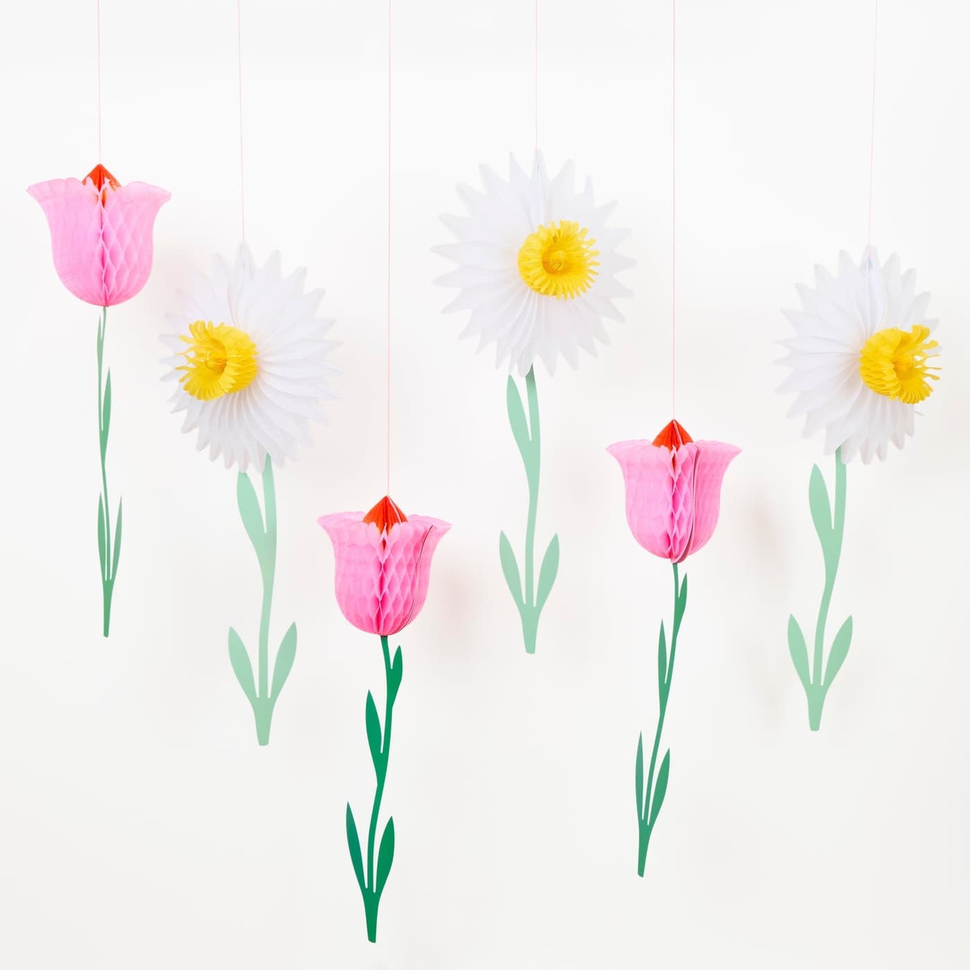 Meri Meri honeycomb flower decorations with daffodils and tulips